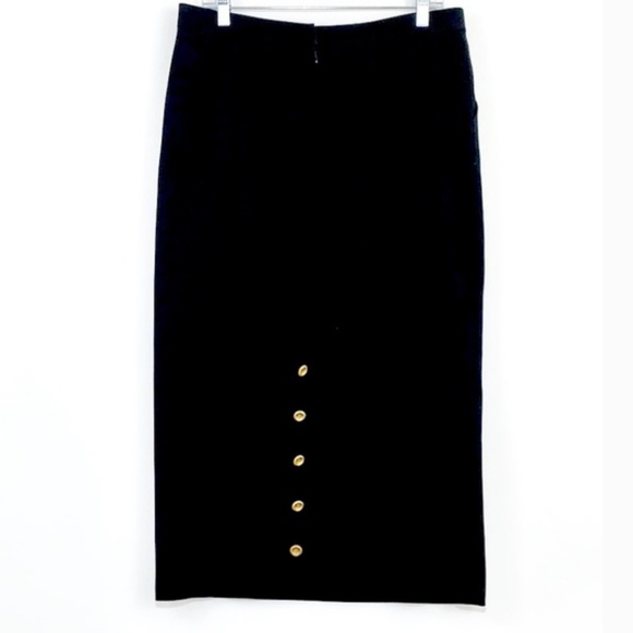 CHANEL Dresses & Skirts - CHANEL Midi Goldtone CC Button Black Skirt